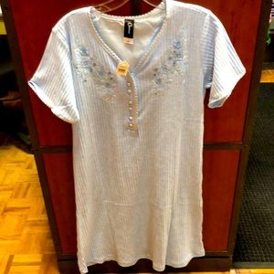 Flat back Rib Nightshirt with Floral Embroidery and Sequin Appliqué